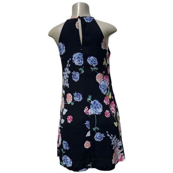 Candies Swing Mini Dress Women's Small Multicolor Floral Keyhole Halter Pleated - Picture 4 of 11